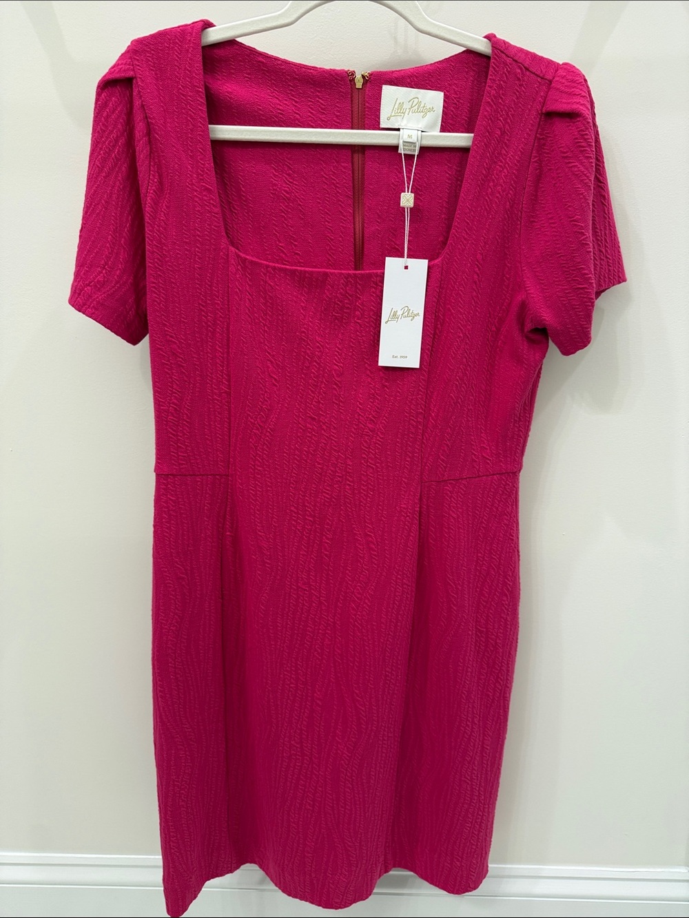 Lilly Pulitzer Bright Fuchsia Square-Neck Mini Dress